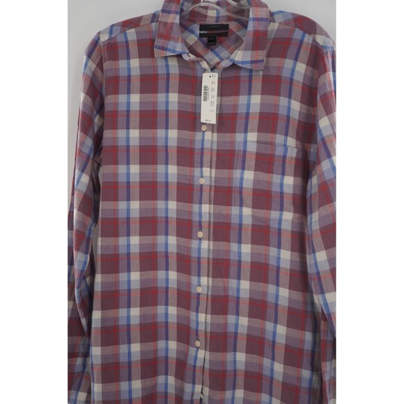 J.Crew Women Boy Fit Plaid Flannel Button Up Shirt Purple Blue & Red Check Sz 12 - Picture 4 of 10